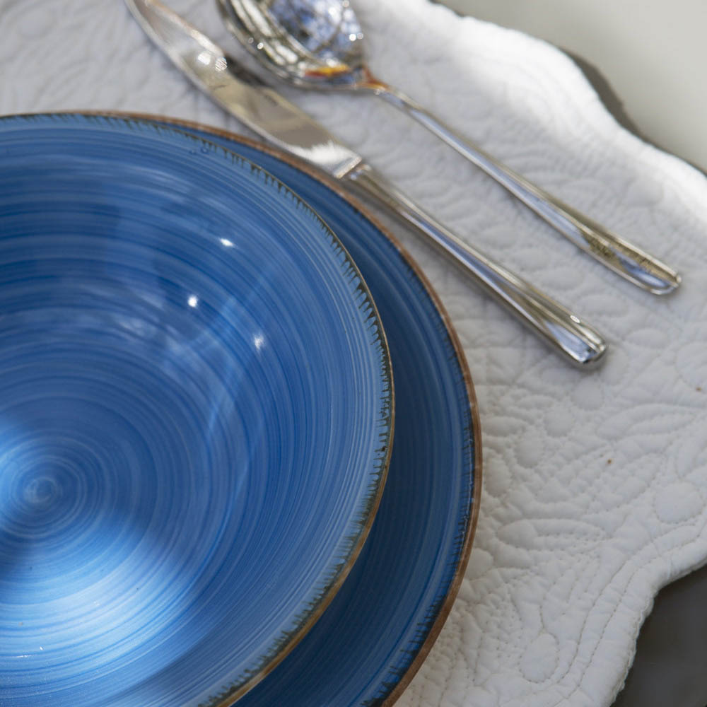 Vajilla de porcelana de 18 piezas de gres azul Vita