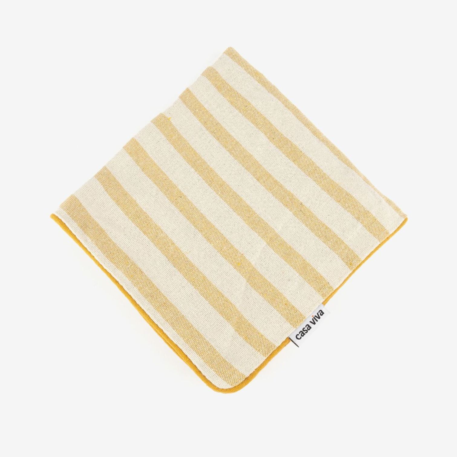 Funda de coj&iacute;n de algod&oacute;n con rayas amarillas Niza 45x45cm