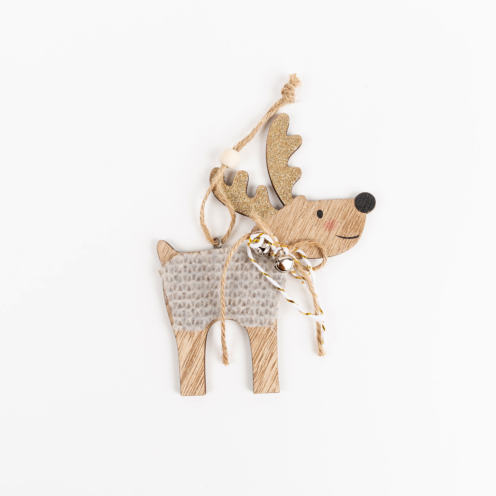 Adorno colgante de madera Reno 11x14cm