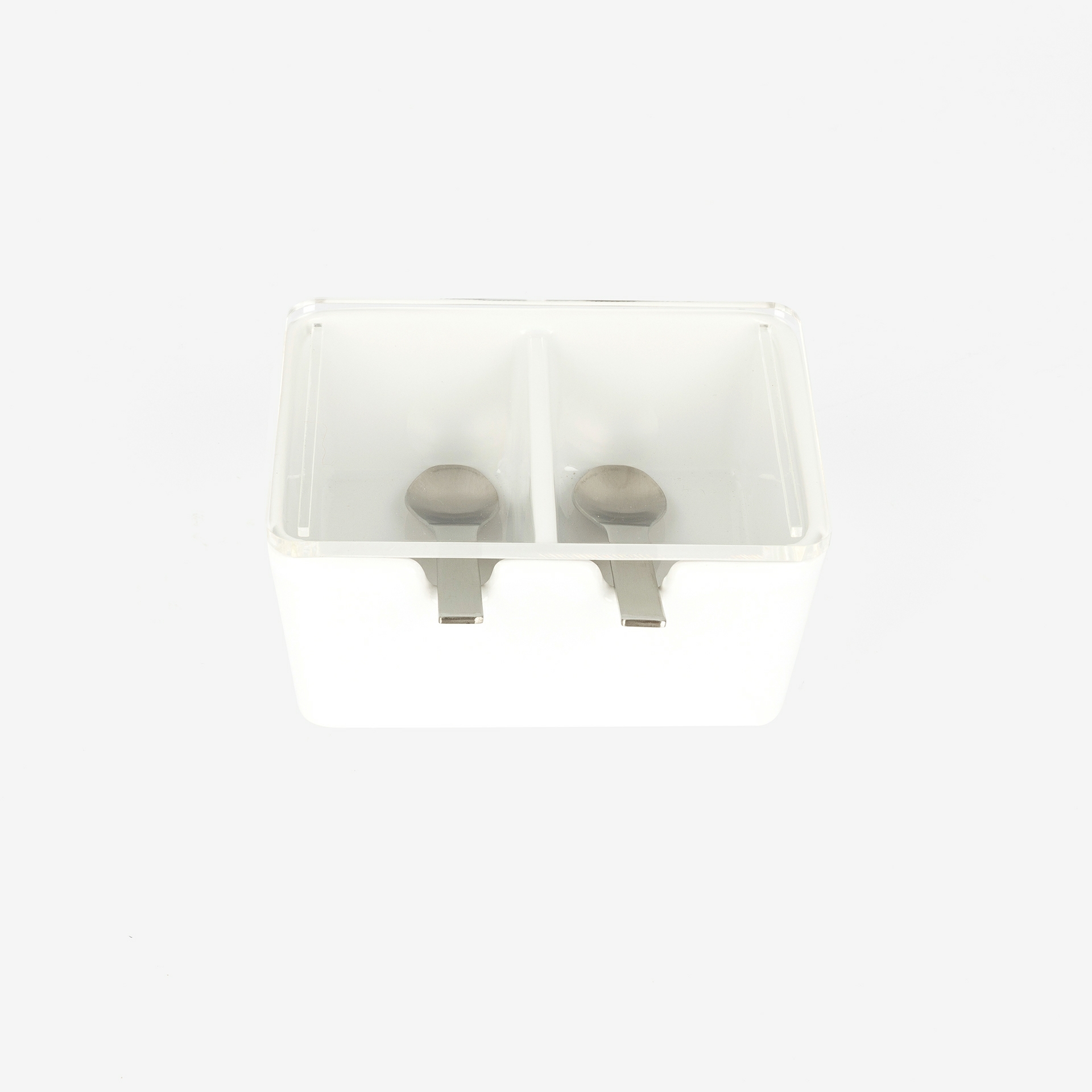 Azucarero doble blanco de cer&aacute;mica 13x10x6cm