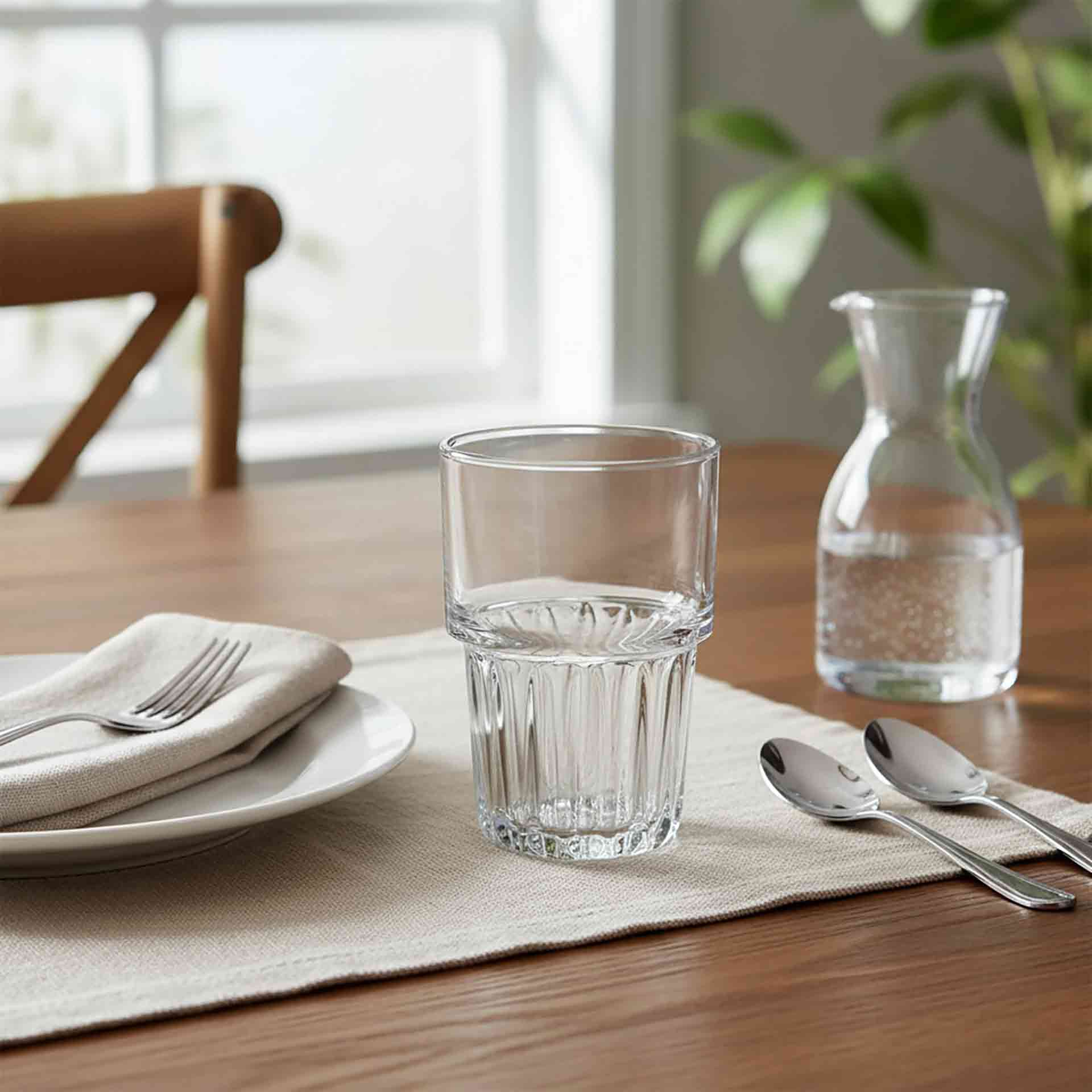 Vaso alto de vidrio transparente apilable Block 39cl