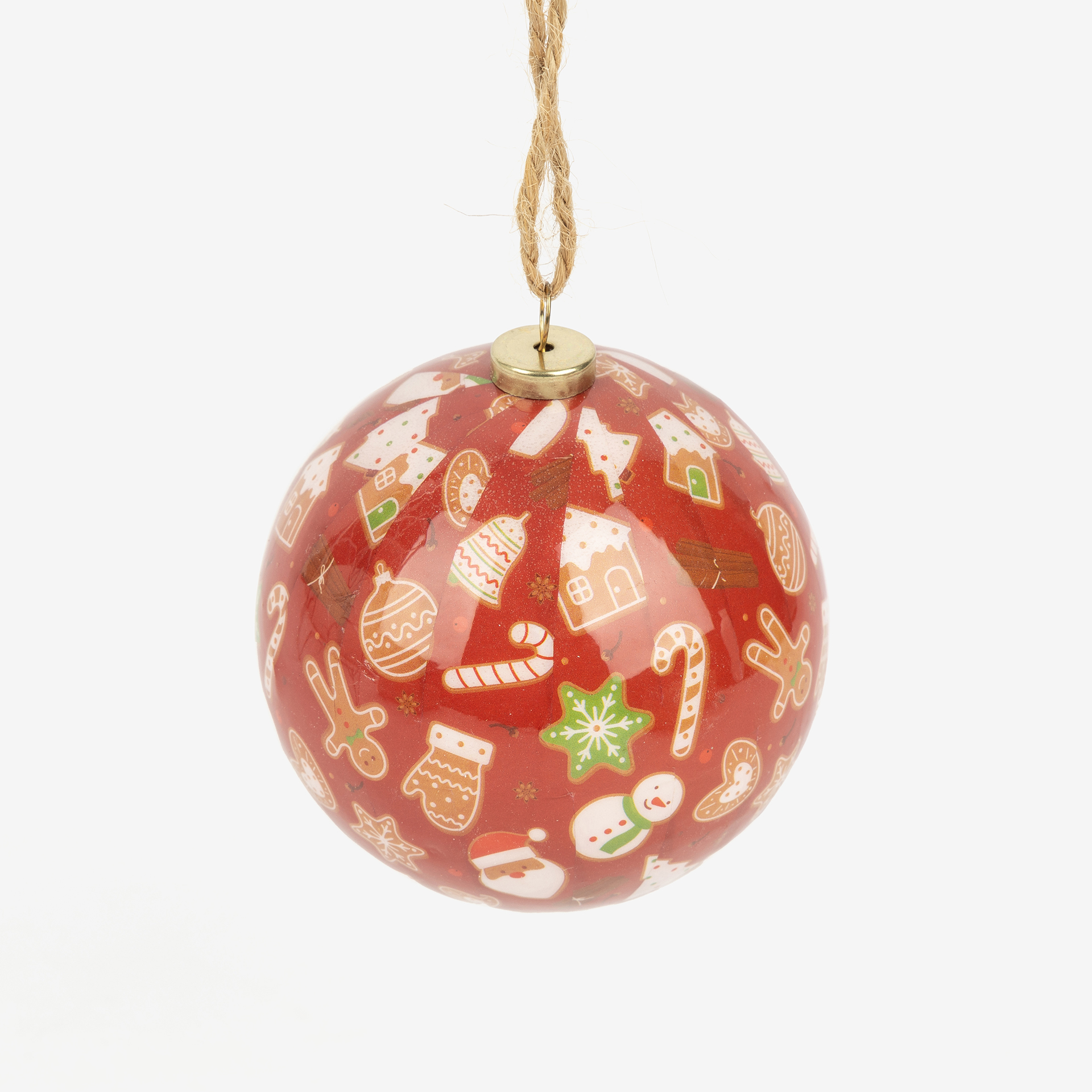 Set de 6 bolas decorativas blancas y rojas Ø7,5cm