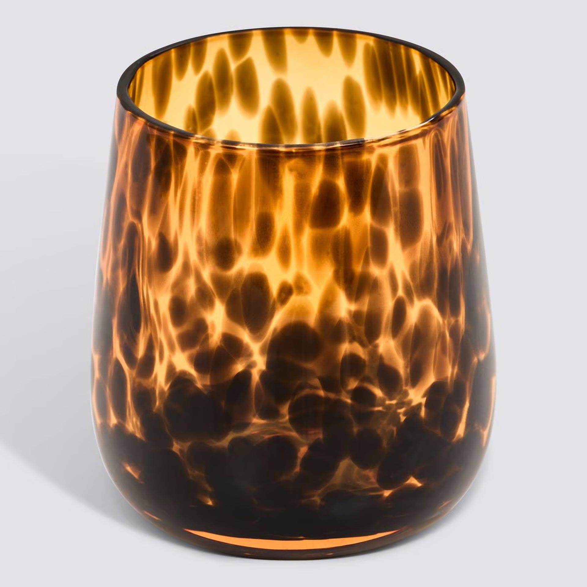 Vaso para cepillos Doria de vidrio marr&oacute;n &Oslash;8x9cm
