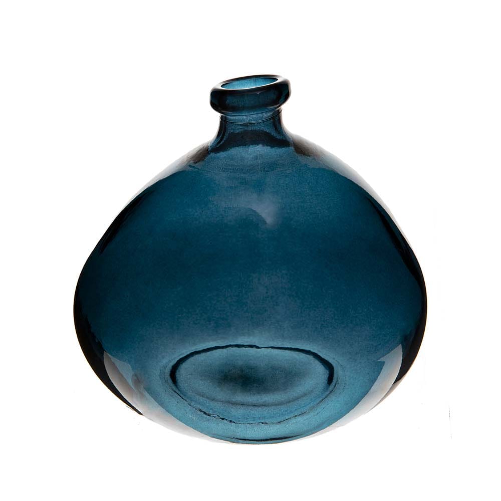 Jarrón de vidrio reciclado azul Ø23x23cm