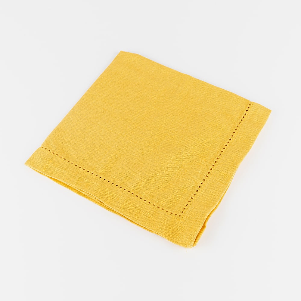 Set de 4 servilletas de algod&oacute;n ocre Chambray 40x40cm