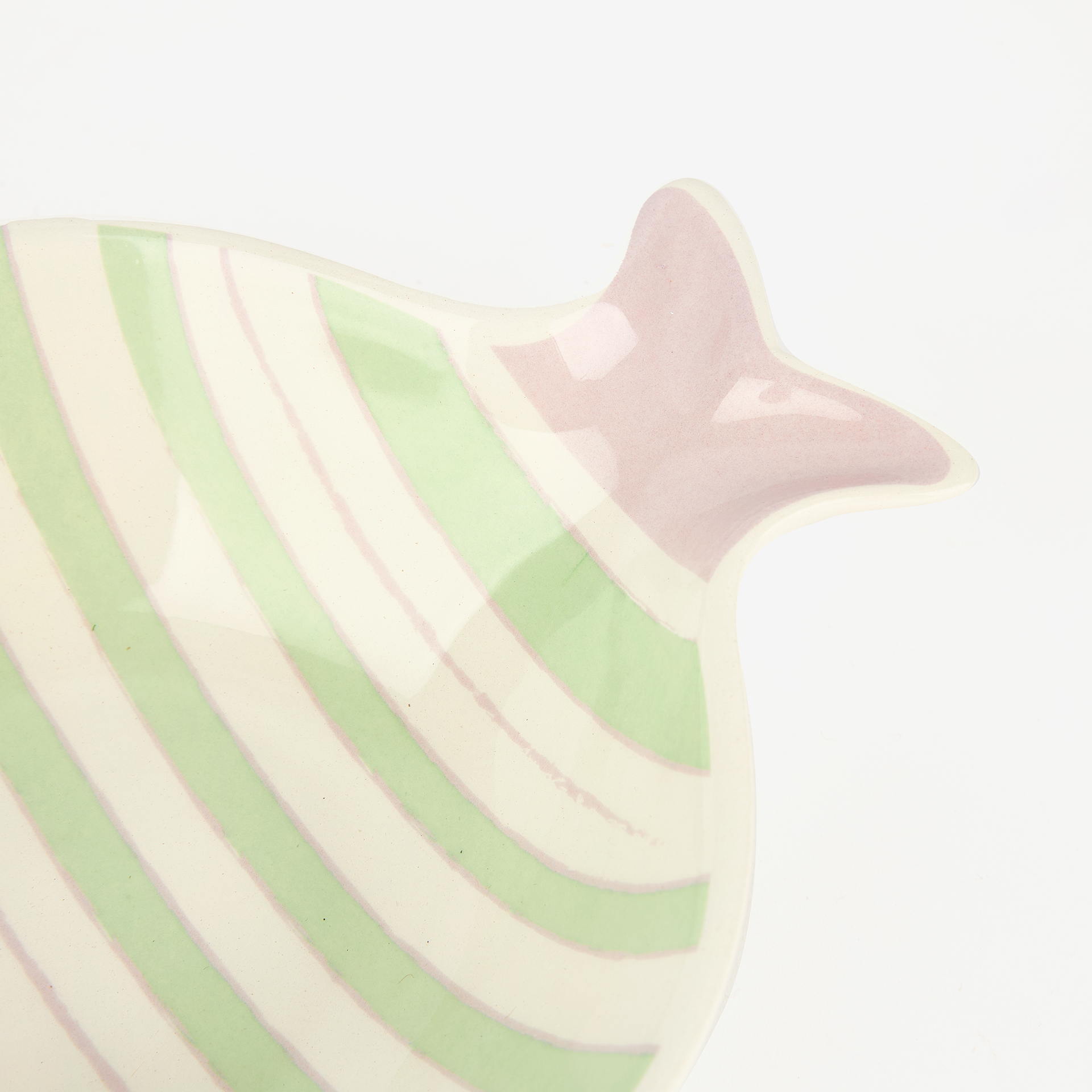 Bol de cerámica rayas verde y lila Pez 15x13cm