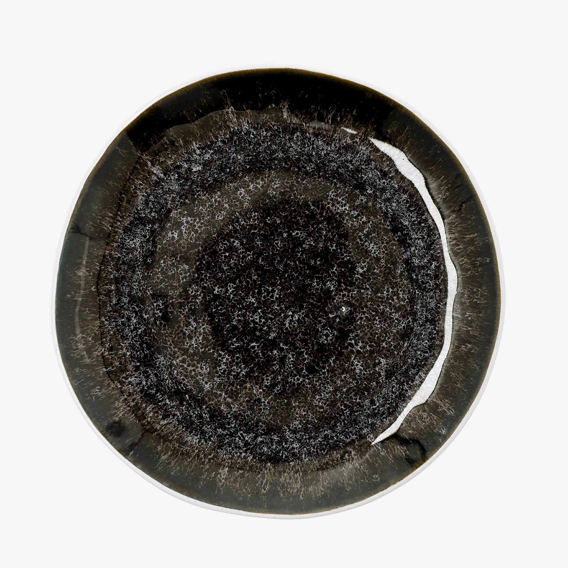 Plato llano marr&oacute;n de porcelana Nero &Oslash;26,5cm