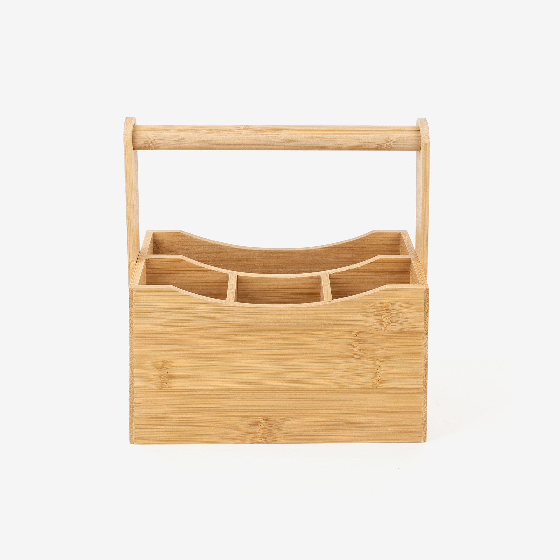 Cubertero con asa de madera de bamb&uacute; 23x14x24cm