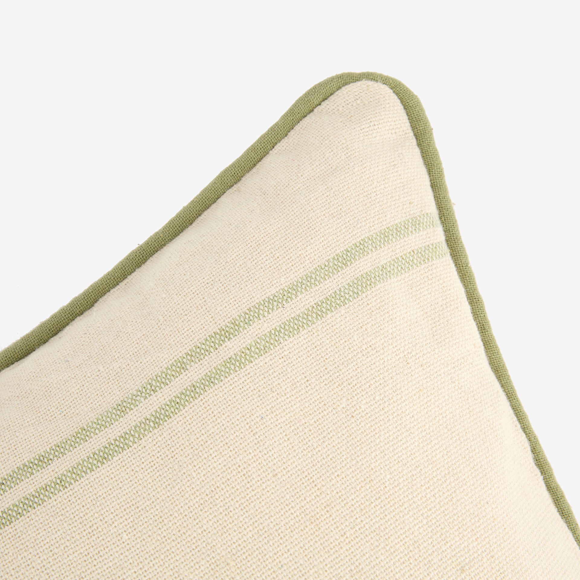 Funda de coj&iacute;n beige con rayas verdes Niza 45x45cm