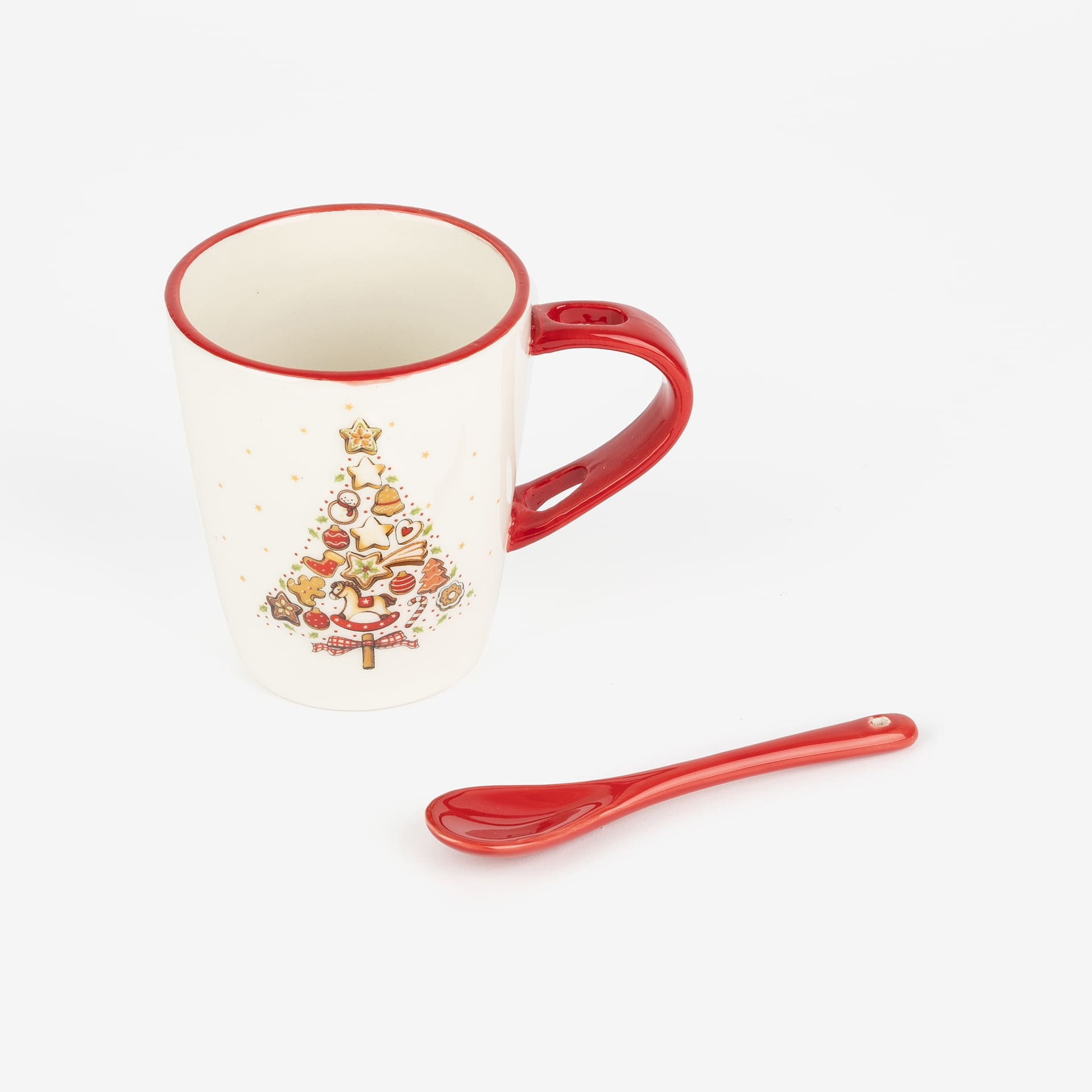 Mug de cerámica con cuchara Árbol Navidad
