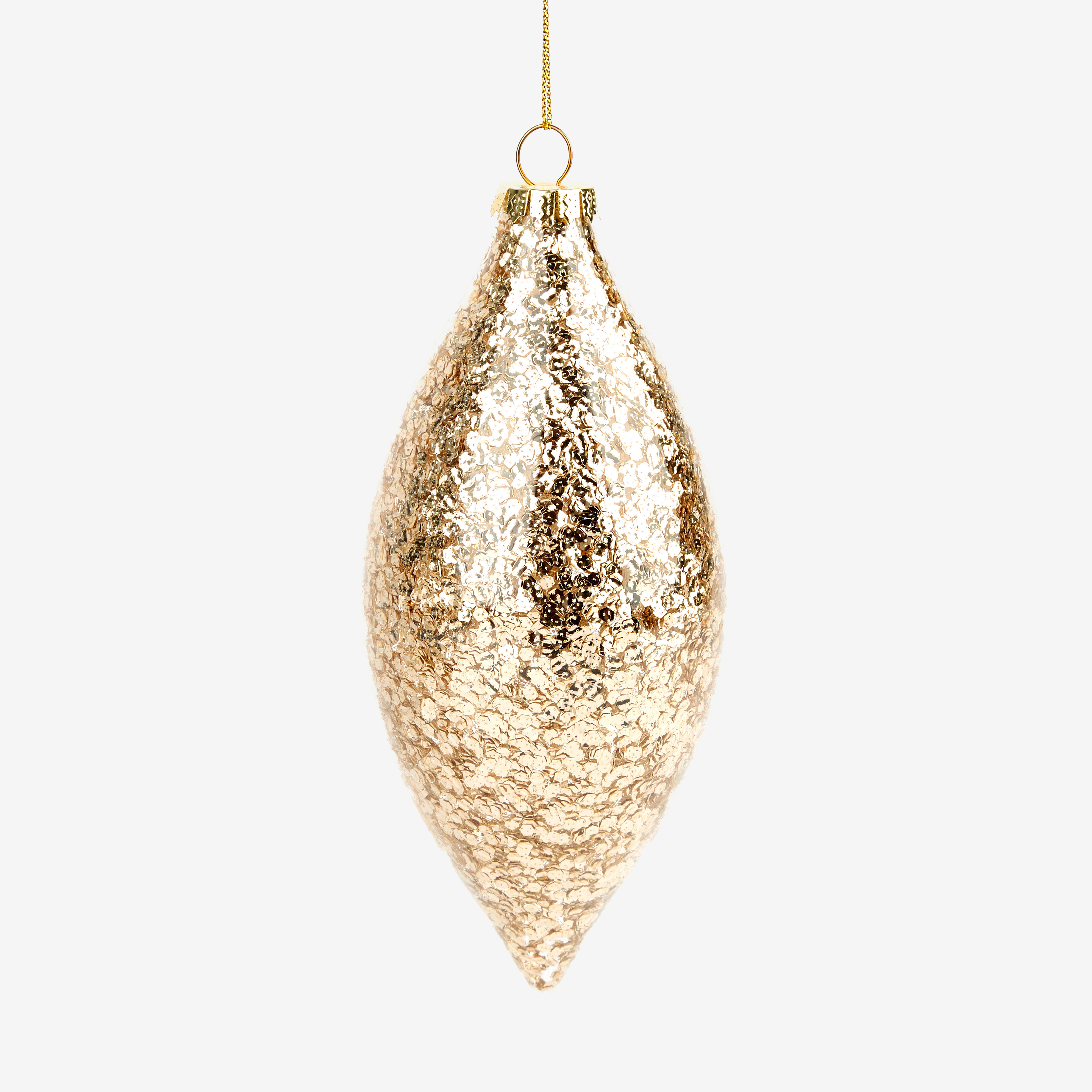 Bola decorativa de cristal purpurina dorada L&aacute;grima